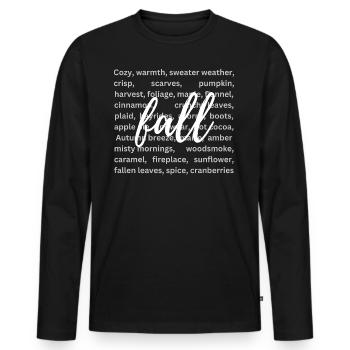 Fall Season | Autumn Leaves | Pumpkin - Men's Premium Organic Long Sleeve Shirt - black - Front - Nico (187cm)
