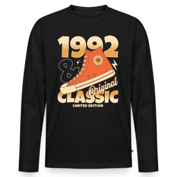 Original Retro Sneakers 1992 30 Years Anniversary - Men's Premium Organic Long Sleeve Shirt - black - Front - Nico (187cm)