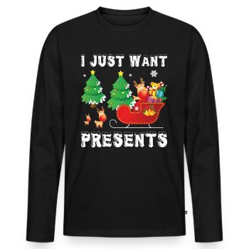 Merry Christmas Christmas Christmas Present - Men's Premium Organic Long Sleeve Shirt - black - Front - Nico (187cm)
