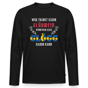 Glögg: Marché de Noël au vin chaud en Suède - T-shirt manches longues Premium bio Homme - noir - Devant - Nico (187cm)