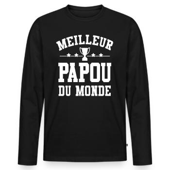 Cadeau Papou Meilleur Papou du Monde - T-shirt manches longues Premium bio Homme - noir - Devant - Nico (187cm)