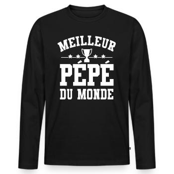 Cadeau Pépé Meilleur Pépé du Monde - T-shirt manches longues Premium bio Homme - noir - Devant - Nico (187cm)