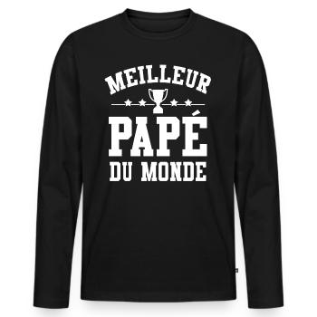 Cadeau Papé Meilleur Papé du Monde - T-shirt manches longues Premium bio Homme - noir - Devant - Nico (187cm)