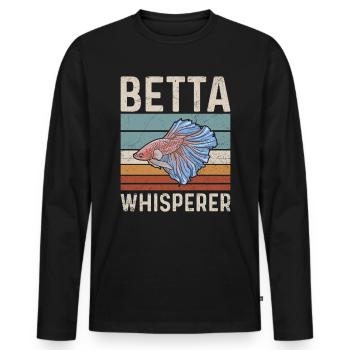 Betta Whisperer Angebot für einen - Männer Premium Bio Langarmshirt - Schwarz - Vorne - Nico (187cm)