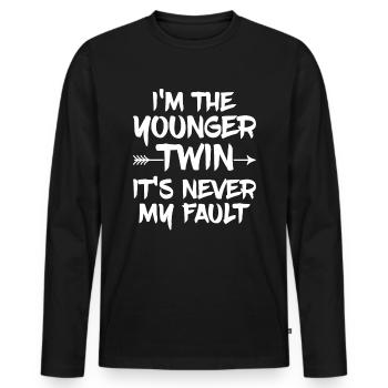 Zwillingsgeschwister Angebot für einen zweieiigen - Männer Premium Bio Langarmshirt - Schwarz - Vorne - Nico (187cm)