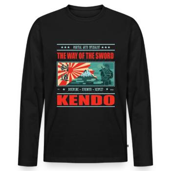 Kendo the Way of the Sword - Sword Fighting Shirt - Men's Premium Organic Long Sleeve Shirt - black - Front - Nico (187cm)