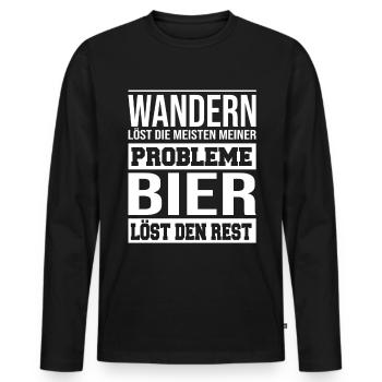 Wandern löst die meisten meiner Probleme - Männer Premium Bio Langarmshirt - Schwarz - Vorne - Nico (187cm)