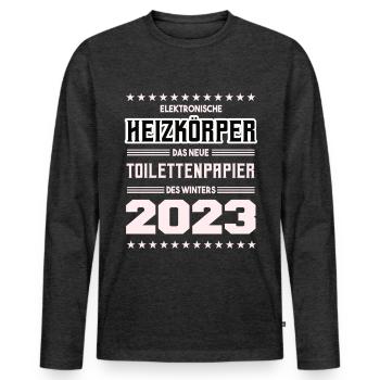 Heizkörper 2023 - Männer Premium Bio Langarmshirt - Anthrazit meliert - Vorne - Nico (187cm)