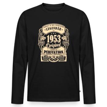 70th Birthday Gift Myth Legend Original - Men's Premium Organic Long Sleeve Shirt - black - Front - Nico (187cm)