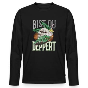 Bist Du deppert Dschungel Insel Geschenk - Männer Premium Bio Langarmshirt - Schwarz - Vorne - Nico (187cm)