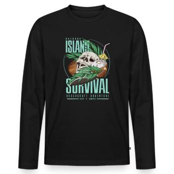 Bushcraft island Survival Dschungel Skull Geschenk - Männer Premium Bio Langarmshirt - Schwarz - Vorne - Nico (187cm)