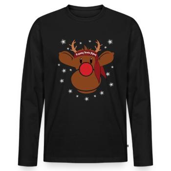 Rudi laisse le Père Noël voler Noël - T-shirt manches longues Premium bio Homme - noir - Devant - Nico (187cm)
