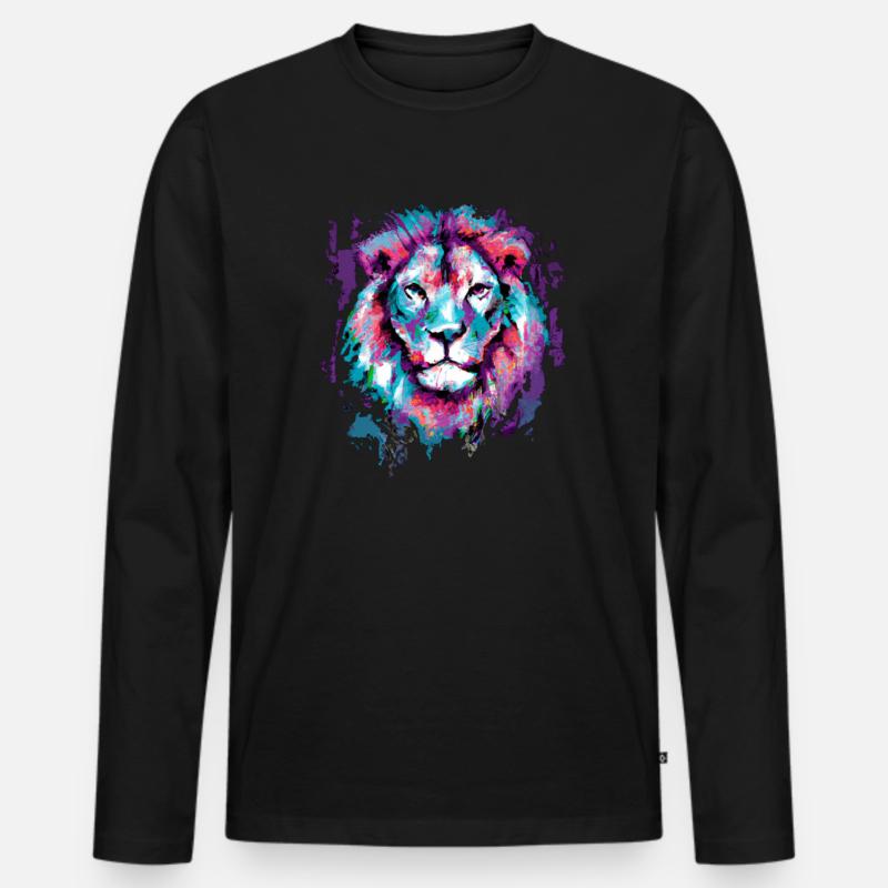 Löwe Kunst Malerei - Männer Premium Bio Langarmshirt - Schwarz