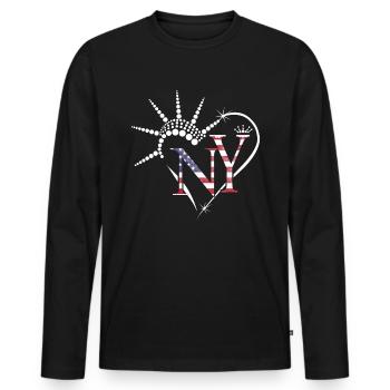 J’adore New York USA Gift Heart - T-shirt manches longues Premium bio Homme - noir - Devant - Nico (187cm)