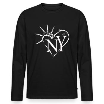J’adore New York USA Gift Heart - T-shirt manches longues Premium bio Homme - noir - Devant - Nico (187cm)