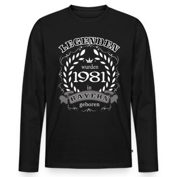Legends were born in Bavaria in 1981 - Men's Premium Organic Long Sleeve Shirt - black - Front - Nico (187cm)