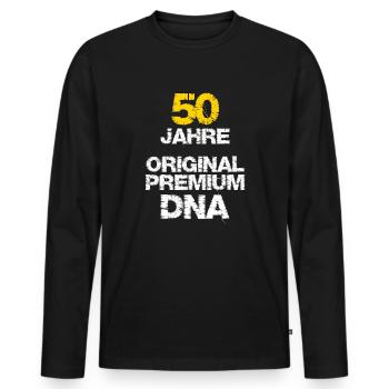 50 Jahre Original Premium DNA 50. Geburtstag - Männer Premium Bio Langarmshirt - Schwarz - Vorne - Nico (187cm)
