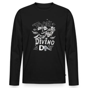 Aujourd’hui est un jour de plongée cadeau à la craie - T-shirt manches longues Premium bio Homme - noir - Devant - Nico (187cm)