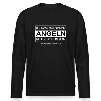Einfach mal schön Angeln gehen, Geschenk - Männer Premium Bio Langarmshirt - Schwarz - Vorne - Nico (187cm)