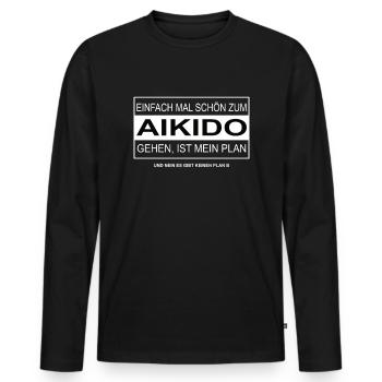 Einfach mal schön zum AIKIDO gehen - Männer Premium Bio Langarmshirt - Schwarz - Vorne - Nico (187cm)