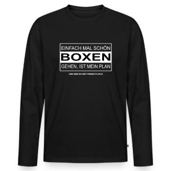 Einfach mal schön BOXEN gehen - Männer Premium Bio Langarmshirt - Schwarz - Vorne - Nico (187cm)