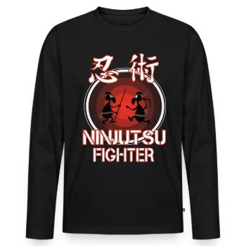 Drôle de tenue de combattant Ninjutsu - T-shirt manches longues Premium bio Homme - noir - Devant - Nico (187cm)
