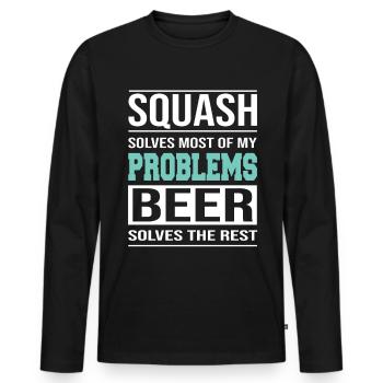 Squash solves most of my Problems - Männer Premium Bio Langarmshirt - Schwarz - Vorne - Nico (187cm)
