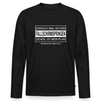 Einfach mal schön FALLSCHIRMSPRINGEN gehen - Männer Premium Bio Langarmshirt - Schwarz - Vorne - Nico (187cm)