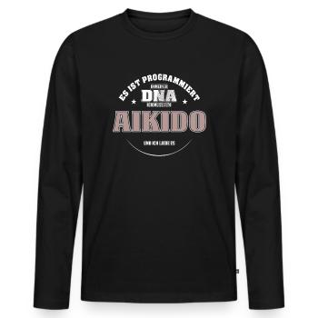 Es ist in meiner DNA ich muss zum AIKIDO - Männer Premium Bio Langarmshirt - Schwarz - Vorne - Nico (187cm)