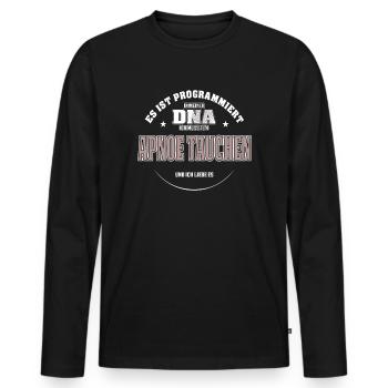 Es ist in meiner DNA ich muss zum APNOE TAUCHEN - Männer Premium Bio Langarmshirt - Schwarz - Vorne - Nico (187cm)