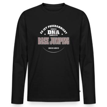 Es ist in meiner DNA ich muss zum BASE JUMPING - Männer Premium Bio Langarmshirt - Schwarz - Vorne - Nico (187cm)