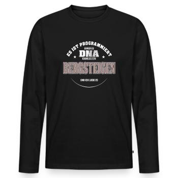 Es ist in meiner DNA ich muss zum BERGSTEIGEN - Männer Premium Bio Langarmshirt - Schwarz - Vorne - Nico (187cm)