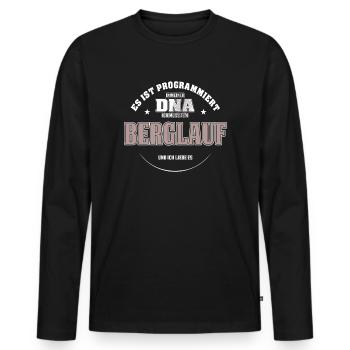 Es ist in meiner DNA ich muss zum BERGLAUF - Männer Premium Bio Langarmshirt - Schwarz - Vorne - Nico (187cm)