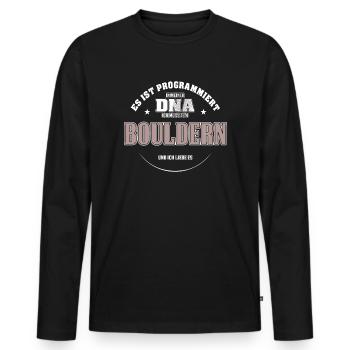 Es ist in meiner DNA ich muss zum BOULDERN - Männer Premium Bio Langarmshirt - Schwarz - Vorne - Nico (187cm)