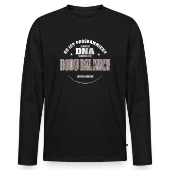 Es ist in meiner DNA ich muss zum BODY BALANCE - Männer Premium Bio Langarmshirt - Schwarz - Vorne - Nico (187cm)