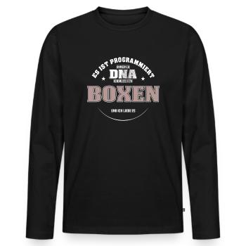 Es ist in meiner DNA ich muss zum BOXEN - Männer Premium Bio Langarmshirt - Schwarz - Vorne - Nico (187cm)