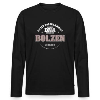 Es ist in meiner DNA ich muss zum BOLZEN - Männer Premium Bio Langarmshirt - Schwarz - Vorne - Nico (187cm)