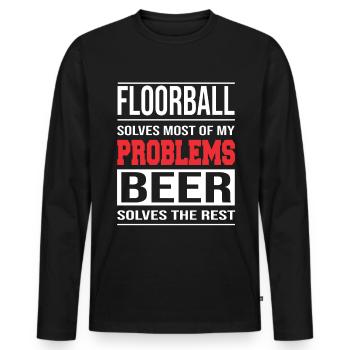 Floorball solves Most of my Problems - Männer Premium Bio Langarmshirt - Schwarz - Vorne - Nico (187cm)