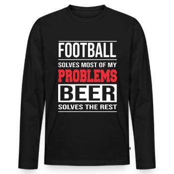 Football solves Most of my Problems - Männer Premium Bio Langarmshirt - Schwarz - Vorne - Nico (187cm)