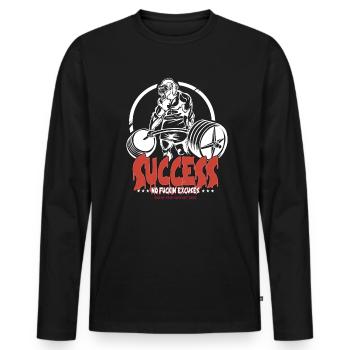 GYM No Excuses Body Building Fitness Gorilla - Men's Premium Organic Long Sleeve Shirt - black - Front - Nico (187cm)