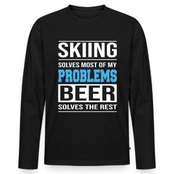 Le ski résout la plupart de mes problèmes - T-shirt manches longues Premium bio Homme - noir - Devant - Nico (187cm)