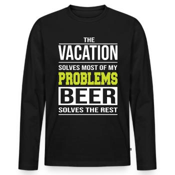 Les vacances résolvent la plupart de mes problèmes - T-shirt manches longues Premium bio Homme - noir - Devant - Nico (187cm)