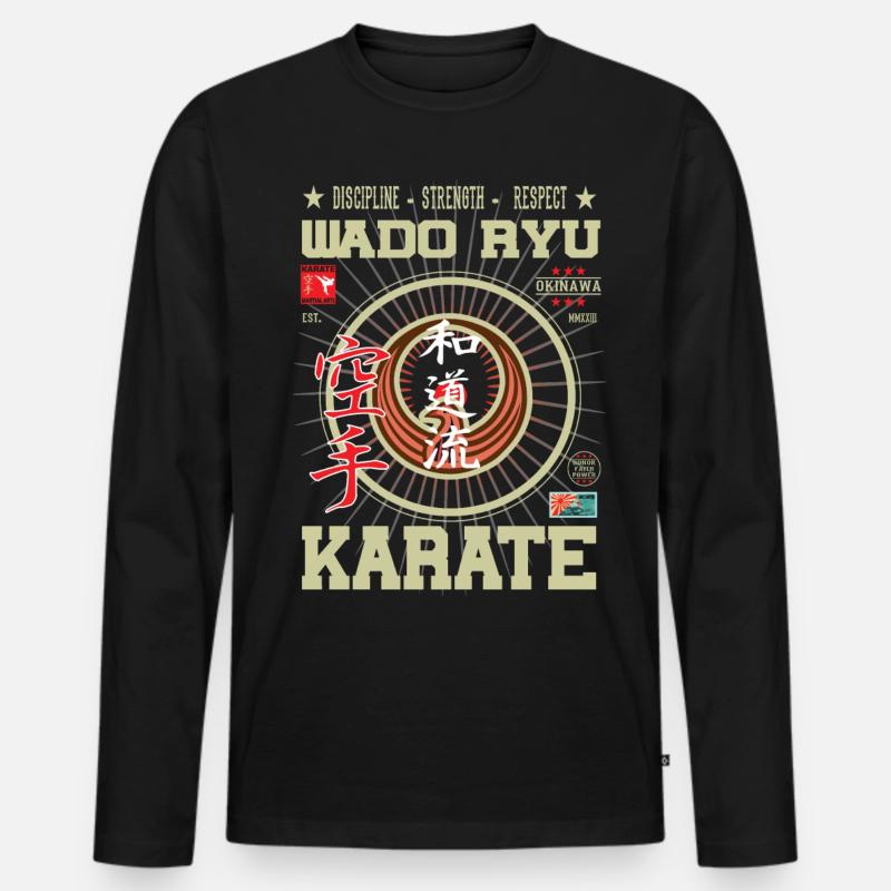 Wado-Ryu Karate Okinawa Design - Männer Premium Bio Langarmshirt - Schwarz