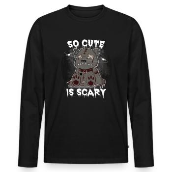 Ugly Teddy Bear So Cute Is Scary Geschen - Men's Premium Organic Long Sleeve Shirt - black - Front - Nico (187cm)