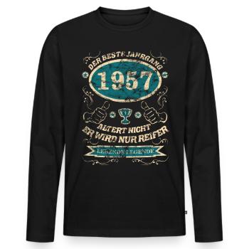 1957 der bester Jahrgang - Männer Premium Bio Langarmshirt - Schwarz - Vorne - Nico (187cm)