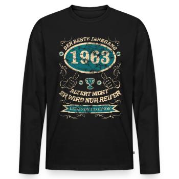 1963 der bester Jahrgang - Männer Premium Bio Langarmshirt - Schwarz - Vorne - Nico (187cm)