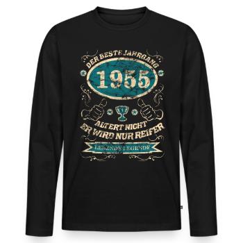 1955 der bester Jahrgang - Männer Premium Bio Langarmshirt - Schwarz - Vorne - Nico (187cm)