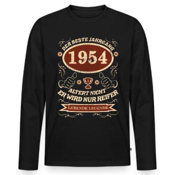 1954 der bester Jahrgang, - Männer Premium Bio Langarmshirt - Schwarz - Vorne - Nico (187cm)