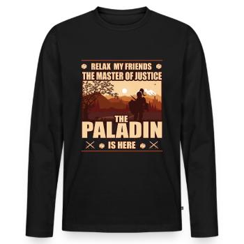 Paladin, der Meister der Gerechtigkeit - RPG Shirt - Männer Premium Bio Langarmshirt - Schwarz - Vorne - Nico (187cm)