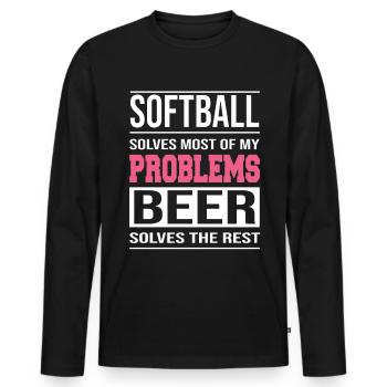 Le softball résout la plupart de mes problèmes de conception - T-shirt manches longues Premium bio Homme - noir - Devant - Nico (187cm)